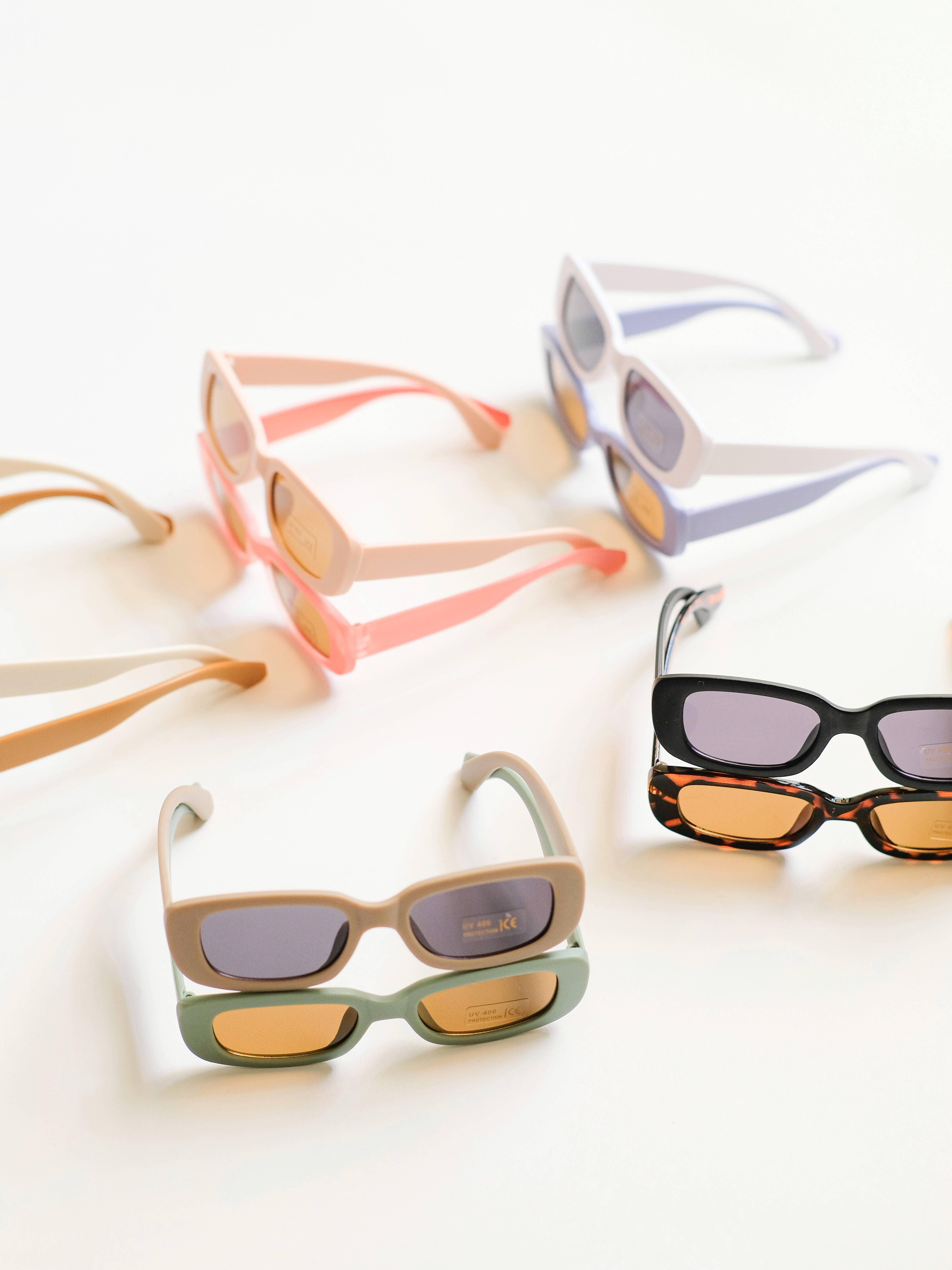 Plastic Rectangle Sunglasses with UV400 Protection Amazon.com: BUTABY Rectangle Sunglasses for Women Retro  main image 2