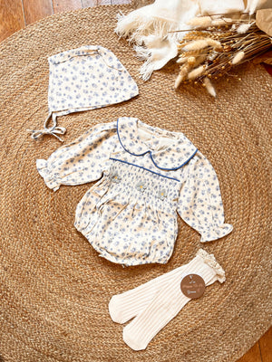 
            
                Load image into Gallery viewer, Elaine Smocked Romper and Hat
            
        